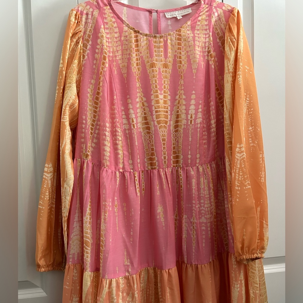 Anthropologie Pink, Yellow & Light Blue Tiered Maxi Dress - Picture 10 of 14